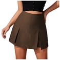 thumbnail image 1 of vigerkar Womens Mini Skirt Casual Y2k High Waisted Skorts Split Bodycon Skirts with Shorts Underneath Club Streetwear (Brown, S), 1 of 8