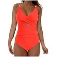 thumbnail image 1 of vigerkar Womens One Piece Swimsuit Metal Modest Tummy Control Bathing Suit Full Coverage Mesh Swim Suits Watermelon Red, L, 1 of 9