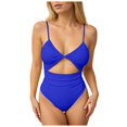 thumbnail image 1 of vigerkar Womens One Piece Swimsuit Tummy Control Bathing Suit Sexy Cheeky High Cut Out Cute Ladies Swimwear (Blue, M), 1 of 5