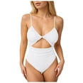 thumbnail image 1 of vigerkar Womens One Piece Swimsuit Tummy Control Bathing Suit Sexy Cheeky High Cut Out Cute Ladies Swimwear (White, XXL), 1 of 5