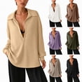 thumbnail image 1 of vigerkar Womens Oversized Deep V Neck Sweatshirts Casual Collared Long Sleeve Ribbed Knit Pullover Tops (Pink, L), 1 of 9