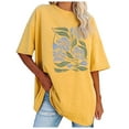 thumbnail image 1 of vigerkar Womens Oversized Tshirt Graphic Tees Crew Neck Summer Short Sleeve Loose Fit Tops Yellow, XL, 1 of 5