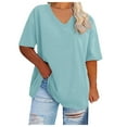 thumbnail image 1 of vigerkar Womens Oversized Tshirts V Neck Tee Shirts Half Sleeve Loose Fit T Shirt Cotton Tunic Tops 2025 Light Green, XXL, 1 of 4