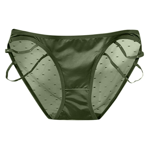 vigerkar Womens Panties Mesh Lace Briefs Underwear Low Rise Plus Size Panty Silky Tactile Touch Seamless Panties Green, L