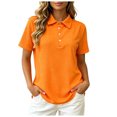 thumbnail image 1 of vigerkar Womens Polo Shirts Short Sleeve Quick Dry Collared Shirts Business Casual Work Tops Athletic Tennis Golf Shirt (Orange, 3XL), 1 of 7