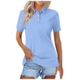 thumbnail image 1 of vigerkar Womens Polo Shirts Short Sleeve Summer Work Business Lapel Collared Tops Dressy Casual Button Cotton Golf Blouse Light Blue, S, 1 of 5