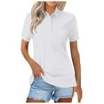 thumbnail image 1 of vigerkar Womens Polo Shirts Short Sleeve Summer Work Business Lapel Collared Tops Dressy Casual Button Cotton Golf Blouse White, M, 1 of 5