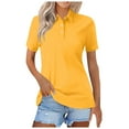 thumbnail image 1 of vigerkar Womens Polo Shirts Short Sleeve Summer Work Business Lapel Collared Tops Dressy Casual Button Cotton Golf Blouse Yellow, M, 1 of 5
