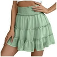 thumbnail image 1 of vigerkar Womens Ruffle Mini Skort Casual High Waisted Tiered A Line Beach Vacation Summer Boho Flowy Skirts with Shorts Green, S, 1 of 6