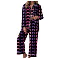 thumbnail image 1 of vigerkar Womens Satin Silky Pajama Set Long Sleeve Button Down Shirt with Long Pajama Pant Set Soft PJ Loungewear (Black, L), 1 of 6