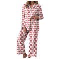 thumbnail image 1 of vigerkar Womens Satin Silky Pajama Set Long Sleeve Button Down Shirt with Long Pajama Pant Set Soft PJ Loungewear (Hot Pink, XXL), 1 of 6