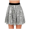 thumbnail image 1 of vigerkar Womens Sequin Skirt Elastic Waist Glitter Sparkly Shiny Skirts for Dance Party (Silver, S), 1 of 7