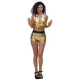 thumbnail image 1 of vigerkar Womens Shiny Stretchy Metallic Mini Shorts Hot Pants for Costume Party (Gold, XXL), 1 of 5