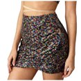 thumbnail image 1 of vigerkar Womens Short Ruched Body Con Sequin Club Pencil Sparkly Carnival Cocktail Mini Skirt (Multicolour, XS), 1 of 7