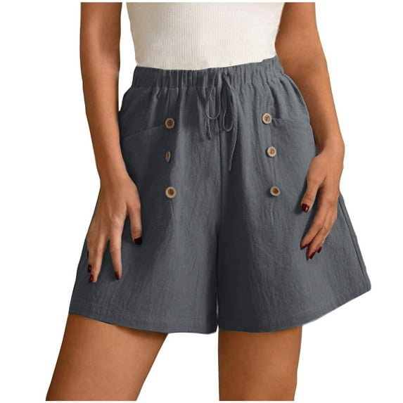 vigerkar Womens Shorts 2025 Comfy Summer Drawstring High Waist Cotton Shorts for Women Trendy Grey, M