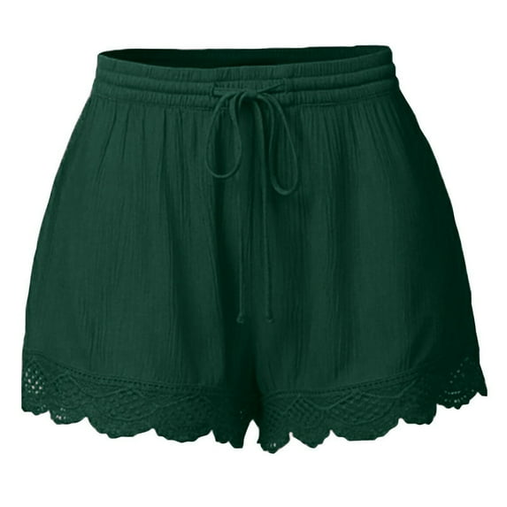 vigerkar Womens Shorts Athletic Trending Holiday Plus Size Shorts for Women Straight Leg Working Casual Shorts Dark Green, XXL