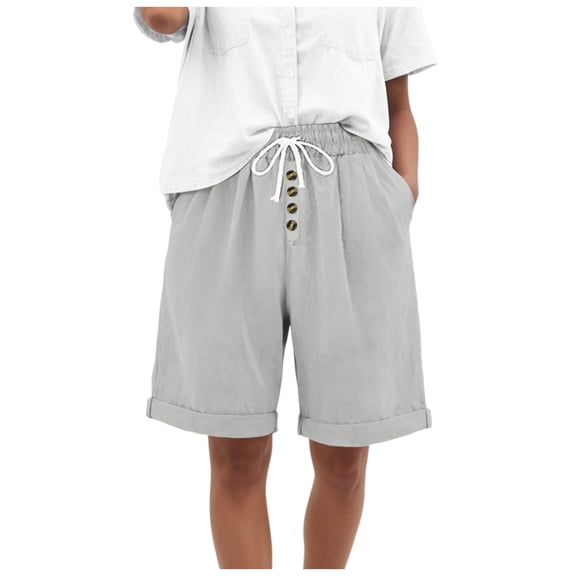 vigerkar Womens Shorts Casual Summer Loose Short Drawstring Waist Lounge Shorts with Pockets (GY1, S)