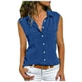 thumbnail image 1 of vigerkar Womens Sleeveless Button Down Shirts Blouses Business Work Summer Tank Tops 2025 With Pockets Navy, M, 1 of 5