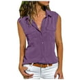 thumbnail image 1 of vigerkar Womens Sleeveless Button Down Shirts Blouses Business Work Summer Tank Tops 2025 With Pockets Purple, M, 1 of 5