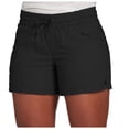 thumbnail image 1 of vigerkar Womens Solid Color Slim Straight Shorts Elastic Mid Waist Drawstring Athletic Lounge Shorts (Black, S), 1 of 5