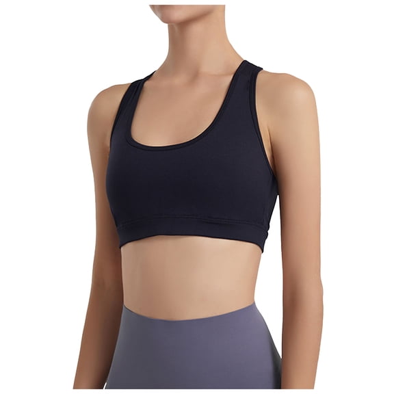vigerkar Womens' Sports Bra Longline Wirefree Padded with Medium Support (Black, XXL)