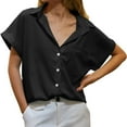 thumbnail image 1 of vigerkar Womens Stain Shield Dress Shirts Free Short Sleeve Solid Tops Blouses Button Down Shirts Black, XL, 1 of 5
