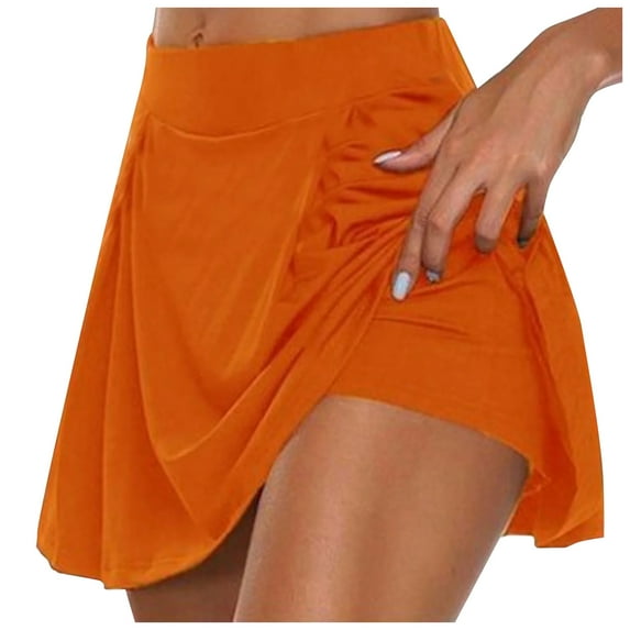 vigerkar Womens Summer Active Skirt for Sports Running Gym Training Plus Size Athletic Tennis Skorts Golf Skirts (Orange, 4XL)
