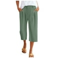thumbnail image 1 of vigerkar Womens Summer Capri Pants Women Flare Capri Leggings with Pockets Casual Cotton Work Lounge Pants Light Green, XL, 1 of 8