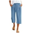 thumbnail image 1 of vigerkar Womens Summer Capri Pants Women Flare Capri Leggings with Pockets Casual Cotton Work Lounge Pants Sky Blue, S, 1 of 8