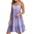 thumbnail image 1 of vigerkar Womens Summer Dresses 2025 V Neck Sleeveless Mini Babydoll Dress Casual Loose Swing Ruffled Tiered Beach Sundress Purple, L, 1 of 8