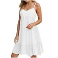 thumbnail image 1 of vigerkar Womens Summer Dresses 2025 V Neck Sleeveless Mini Babydoll Dress Casual Loose Swing Ruffled Tiered Beach Sundress White, XXL, 1 of 8
