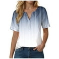 thumbnail image 1 of vigerkar Womens Summer Short Sleeve Blouse Plus Size Ladies Shirts Floral Loose Flowy Tops for Leggings Navy, L, 1 of 4