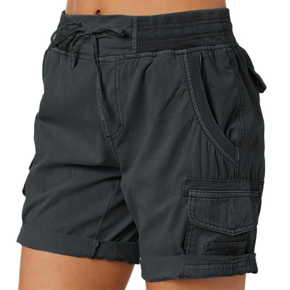 vigerkar Womens Summer Shorts 2025 Dressy Casual Hiking Cargo Shorts Trendy Outdoor Outfits with Pockets Dark Gray, XL