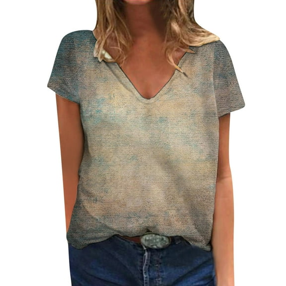 vigerkar Womens Summer Tops Trendy Casual V Neck T Shirts Short Sleeve Boho Floral Blouses Loose Fit Flowy Tee J, M