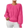 thumbnail image 1 of vigerkar Womens Sweaters Crewneck Long Sleeve Cable Knit Chunky Sweater Tops Fashion Fall Outifits (RD3, M), 1 of 4