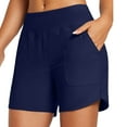 thumbnail image 1 of vigerkar Womens Swim Shorts Bathing Suits Bottoms Swimsuit Bottoms With Pockets Dark Blue, S, 1 of 4
