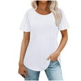 thumbnail image 1 of vigerkar Womens T Shirts Short Sleeve Pleated Dressy Casual Scooped Neck Summer Tops Blouses White, S, 1 of 9