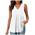 thumbnail image 1 of vigerkar Womens Tank Tops Peplum Tops for Women Dressy Sleeveless V Neck Babydoll Tank Tops (White, L), 1 of 9
