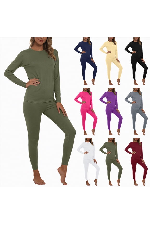 Womens Thermal Base Layer Set – Long Sleeve Shirt & Leggings for Cold Weather – Lounge Set for Women (Purple, 3XL)