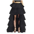 thumbnail image 1 of vigerkar Womens Tiered Ruffle Tulle Maxi Skirt a Line Elastic High Waist Tutu Long Skirt Puplum Mesh Skirt Wedding Skirt Black, One Size, 1 of 5