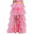 thumbnail image 1 of vigerkar Womens Tiered Ruffle Tulle Maxi Skirt a Line Elastic High Waist Tutu Long Skirt Puplum Mesh Skirt Wedding Skirt Pink, One Size, 1 of 5