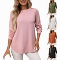 thumbnail image 1 of vigerkar Womens Tops Crewneck Long Sleeve Waffle Knit Solid Color Shirts Loose Casual Tunic Tops (White, XXL), 1 of 4