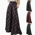 thumbnail image 1 of vigerkar Womens Trendy Plaid Skirts Elastic Waist A-Line Pleated Tartan Long Skirts (Black, XL), 1 of 5