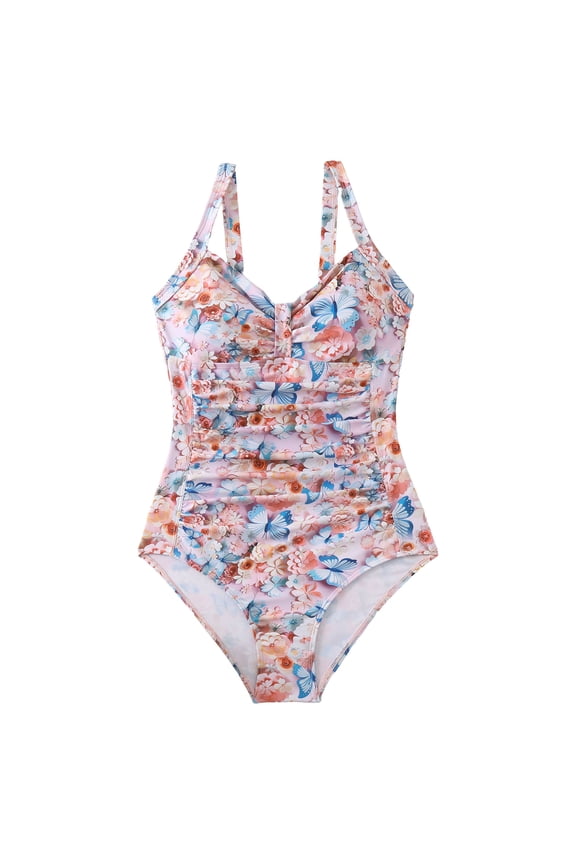 Womens Tummy Control Bathing Suit Modest One Piece Swimsuits Slimming Scoop Neck 2026 Swim Suit (Light Pink, S)