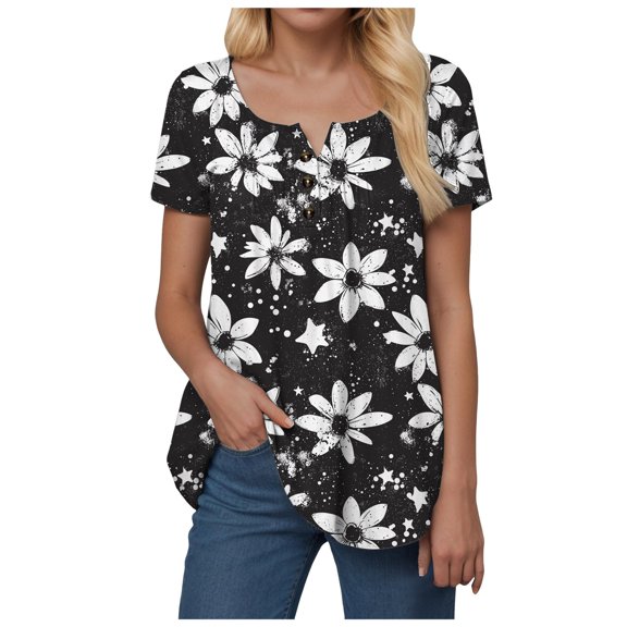 vigerkar Womens Tunic Tops To Wear With Leggings Summer Short Sleeve White, XXL