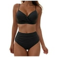 thumbnail image 1 of vigerkar Womens Twist High Waisted Bikini Sets Retro Swimsuits Adjustable 2 Piece Bathing Suits Black, S, 1 of 9