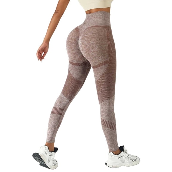 vigerkar Womens Ultra Soft High Waist Seamless Workout Lifting Booty Scrunch Yoga Pants (Coffee, L)