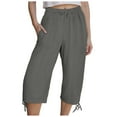 thumbnail image 1 of vigerkar Womens Wide Leg Capri Pants Loose Drawstring Comfy Lounge Trousers Summer 7/8 Pant with Pockets Dark Gray, XXL, 1 of 8