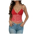 thumbnail image 1 of vigerkar Womens Y2k Lace Cami Tank Tops Going Out Crop Tops Spaghetti Strap Mesh See Through Camisole Summer Casual Tops Red, S, 1 of 8