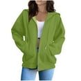 thumbnail image 1 of vigerkar Womens Zip Up Hoodies Oversized Sweatshirts Solid Color Long Sleeve Lightweight Jackets With Pockets (Light Green, XL), 1 of 4